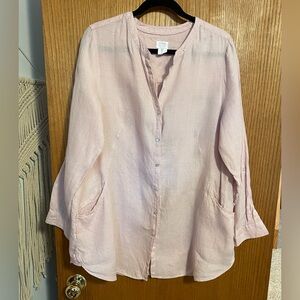 Sigrid Olsen Pink Linen Top with Pockets